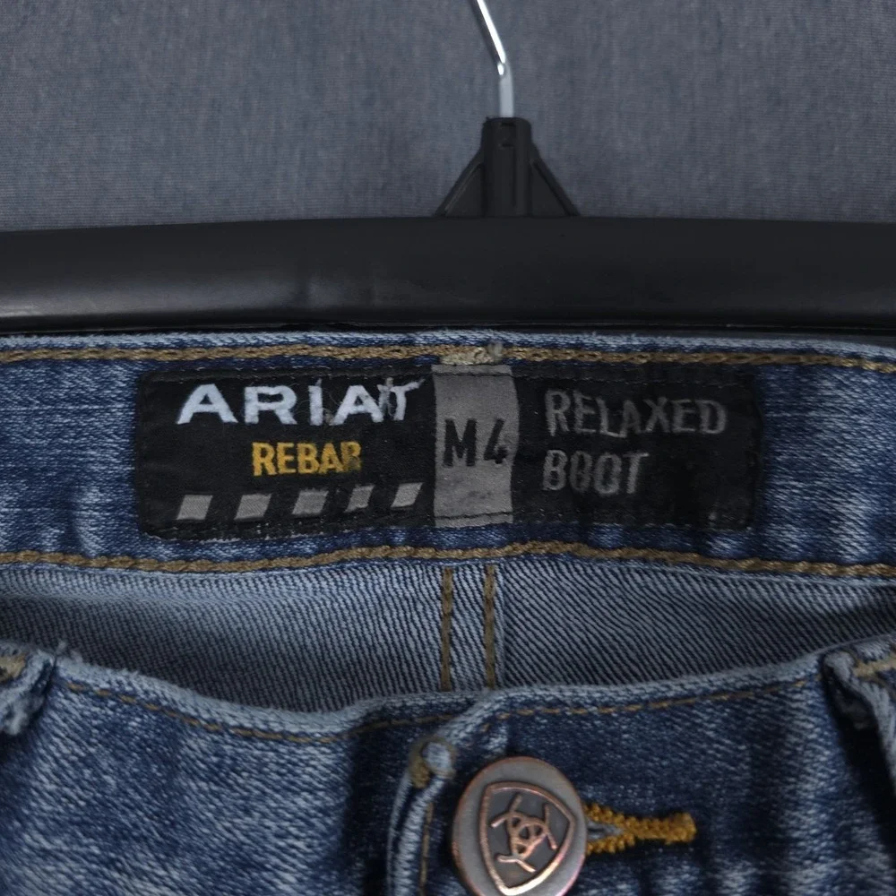 Ariat Rebar M4 Relaxed Bootcut Jeans Mens 32x34 (Fits 31x33) Carbine Blue Denim